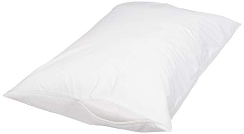Amazon Basics 100% Cotton Zippered Hypoallergenic Pillowcases, Machine Washable, Queen, White, 31" x 21"