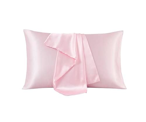 Maple&Stone Satin Pillowcase for Hair and Skin, Pillow Cases with Envelope Closure, 2 Pack Soft Pillow Cover Pink, Standard 20"x26"