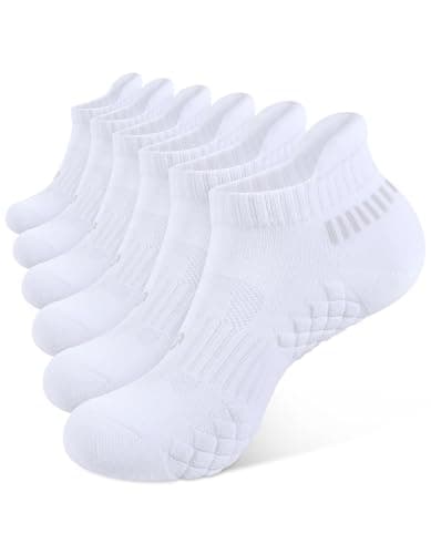 CLOSEMATE Chaussettes de course athlétiques à la cheville pour hommes Chaussettes confortables anti-ampoules rembourrées en éponge 6 paires (6blanc,XL)