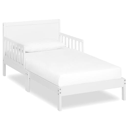 Dream On Me Brookside Toddler Bed In Steel White, Greenguard Gold Certified, JPMA Certified, Low To Floor Design, Non-Toxic Finish, Safety Rails,...