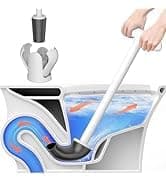 Upgraded Toilet Plunger with Holder, Wall Mounted Toilet Bowl Plunger with Hideaway Caddy, Dual Handle Plunger for Bathroom Built-in Drip Tray, RV...