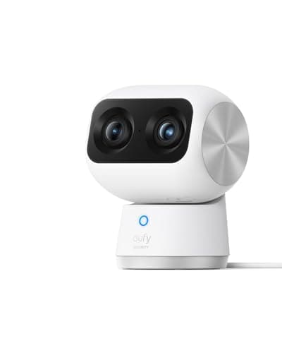 eufy Security Indoor Cam S350, double caméras, caméra de sécurité à résolution 4K UHD avec zoom 8× et PTZ 360°, humain/animal de compagnie A...