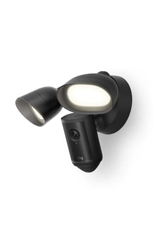 Ring Floodlight Cam Pro, filaire (modèle le plus récent) — Retinal 4K avec vidéo grand angle, zoom amélioré 10x et projecteurs de 2 000 lumens, noir