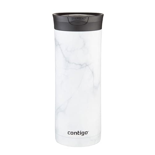 Contigo Huron 2.0 Couture Stainless Steel Travel Tumbler, Vacuum-Insulated Metal Tumbler for Coffee and Tea with Leak-Proof Lid, White Marble, 20...