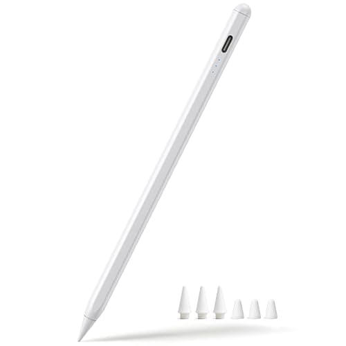 Stylet compatible avec iPad (modèles 2018-2025), stylet à chargement rapide USB-C, sensibilité d'inclinaison parfaite au pixel près pour iPad 11/10/9/8/7/6/A16, iPad...