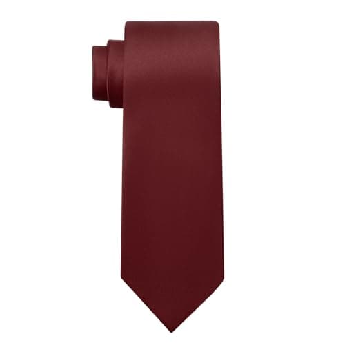 KOOELLE Men's Ties Solid Pure Color Plain Neckties Formal Black Ties For Men, 002-burgundy, Medium