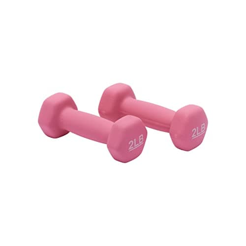 Amazon Basics Neoprene Dumbbell Hand Weights, 0.9 Kilograms, Pair, Pink