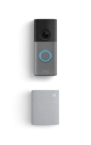 Ring Wired Doorbell (modèle le plus récent), gris moucheté avec Chime Plus (modèle le plus récent), blanc