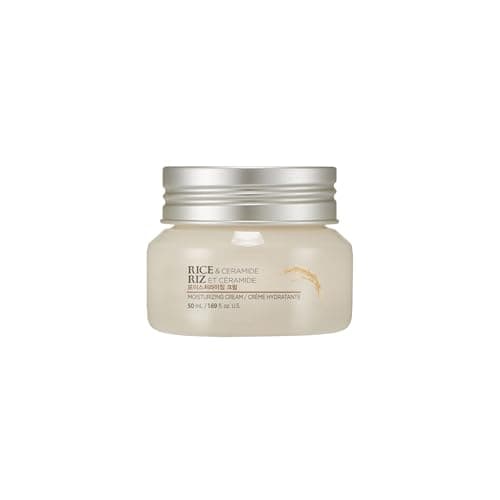 The Face Shop Rice Ceramide Moisturizing Cream - Rice Extract + Rice Bran Oil - Hydrating Targets Dryness, Brightening - Dermatologically Tested -...