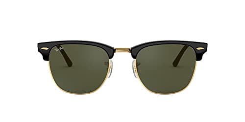 Ray-Ban Lunettes de soleil carrées pour hommes Monture noire Verres verts Medium