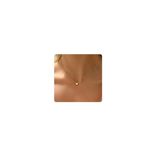 Mauzew Collier Initial pour Femme Plaqué Or 18 Carats Petit Coeur Lettre Pendentif Collier Personnalisé Or Délicat Bijoux Tendance C