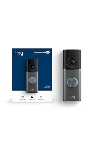 Ring Wired Doorbell Pro (modèle le plus récent) — Rétinien 4K avec vidéo grand angle, zoom amélioré 10x et vision en basse lumière, argent profond