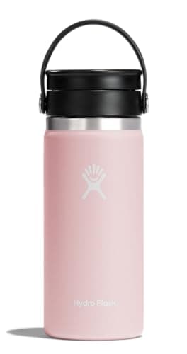 Hydro Flask Bouillotte à large ouverture en acier inoxydable de 453,6 g avec couvercle flexible anti-fuite, rose trillium