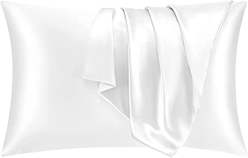 Maple&Stone Satin Pillowcase for Hair and Skin, Pillow Cases with Envelope Closure, 2 Pack Soft Pillow Cover White, Queen 20"x30"