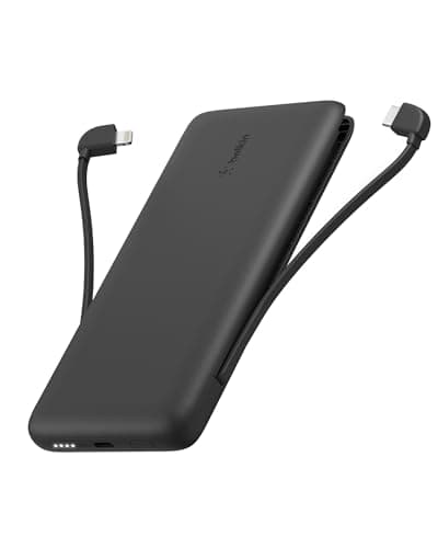 Belkin BOOSTCHARGE Portable Charger Power Bank 10000 mAh with Integrated Lightning (MFI) and USB-C Cables Plus USB-C Port, Compatible with iPhone...