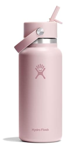 Hydro Flask 32 Oz Stainless Steel Wide Mouth Water Bottle with Leakproof Flex Straw Cap, Trillium