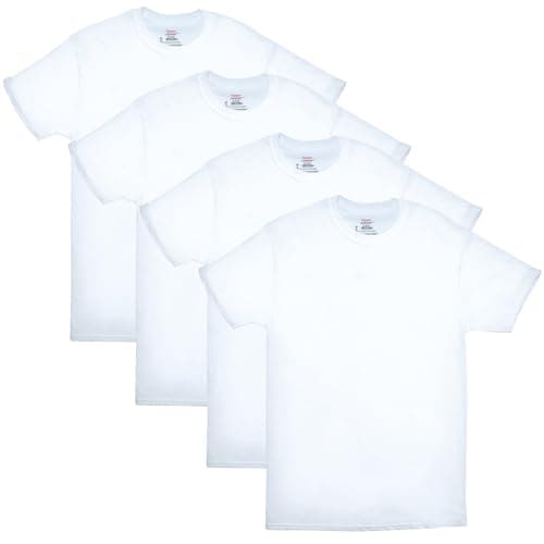 Lot de 4 t-shirts à col rond en coton Hanes ComfortSoft pour hommes. Maillots de corps, blanc, petit US
