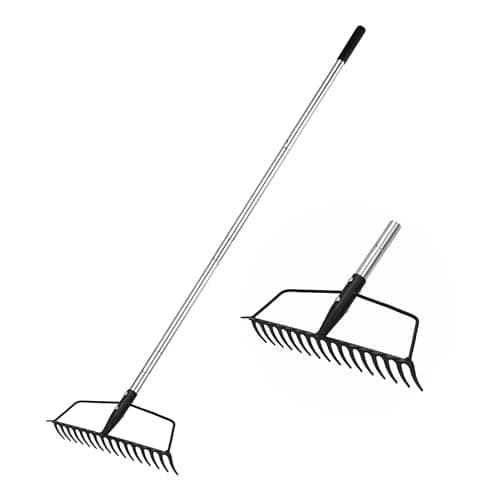 YEELOR Garden Rake, Carbon Steel Sturdy and Heavy Duty Carbon Rake, Bow Rake with Adjustable Stainless Steel Handle, Long Hand for Loosening Soil...
