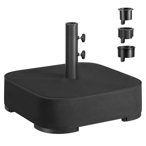 SONGMICS Base de parasol, support de parasol carré, sac remplissable de sable 88 lb, pour parasols de 5 à 10 pieds, robuste, pour poteaux de différents diamètres,...