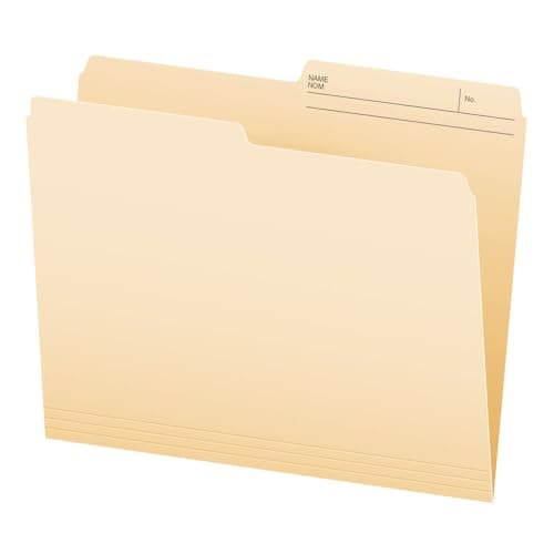 Pendaflex File Folders, 1/2 Cut Tab, 11 pt, Letter Size, Manila, Recycled Paper, Carton of 250, Durable & Reversible File Organizers for Office,...