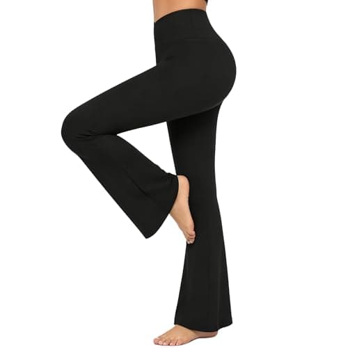 yeuG Leggings pour Femmes Pantalons d'entraînement de Yoga Gym Taille Haute évasée Jambe Large Pantalons pour Femmes Pantalons habillés Femme Leggings évasés pour Femmes Noir 31M