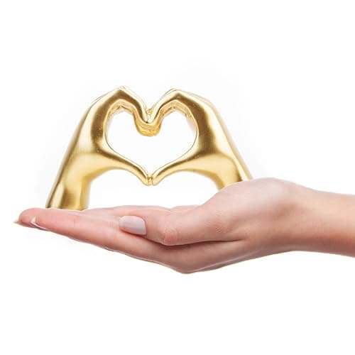 Small Heart Hands Sculpture Decor for Living Room Bedroom Bookshelf Coffe Table and Office Display, Love Finger Statue Modern Aesthetic Home Decor,...