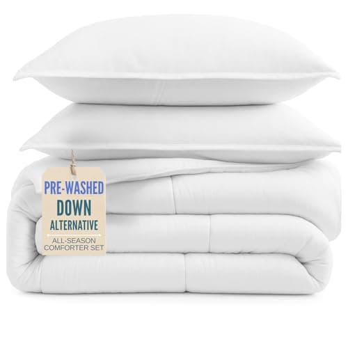 Parure de lit queen size – Alternative au duvet d'oie – Lavé ultra doux – Parure de lit chaude de qualité supérieure toutes saisons (Queen, Blanc)