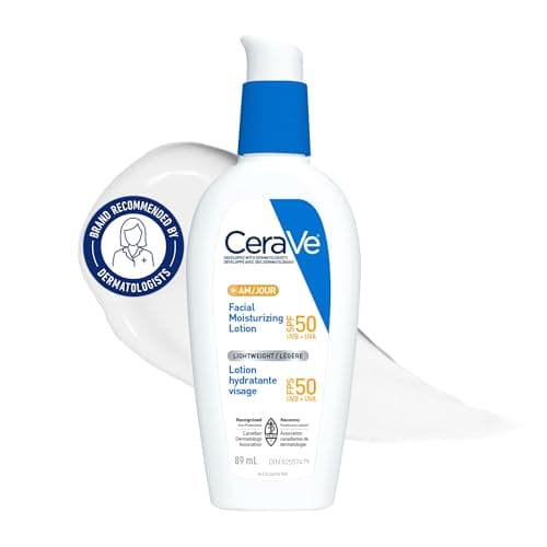CeraVe AM Face Moisturizer SPF 50, Facial Moisturizing Lotion with Sunscreen, Hyaluronic Acid & Niacinamide, Broad Spectrum UVA+UVB Protection, No...