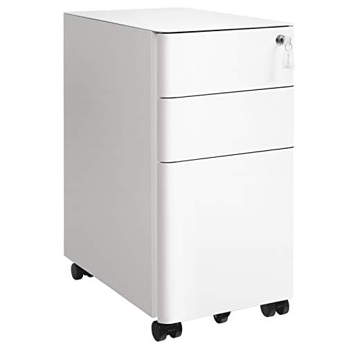 SONGMICS Classeur, Classeur en acier avec 3 tiroirs, caisson mobile sous le bureau, avec serrure, entièrement assemblé sauf roulettes, pour la maison...