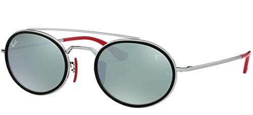 Ray-Ban Rb3847m Oval Sunglasses, Silver/Light Green Mirrored Silver, 52 mm