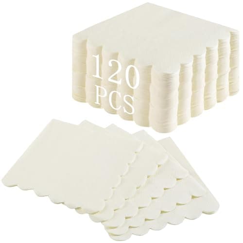 120 pcs serviettes de fête crème festonnée beige, serviettes de dessert jetables, serviettes de bar, mariage, baby shower, douche nuptiale, anniversaire