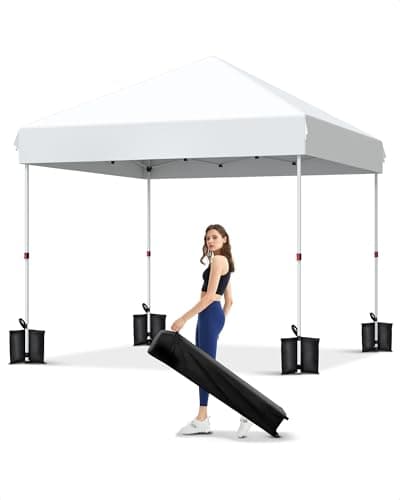 Garvee 10x10 Pop Up Canopy, Beach Ten with One Push Setup, Reinforced Frame, Outdoor Easy Up Canopy Tent with Portable Roller Bag, 3 Adjustable...