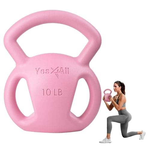 Yes4All Kettlebell 10&15lb Weight with Wide Multigrip Handle for Dumbbell Weights Exercises, Full Body Workout Equipment (10lbs - Pink)