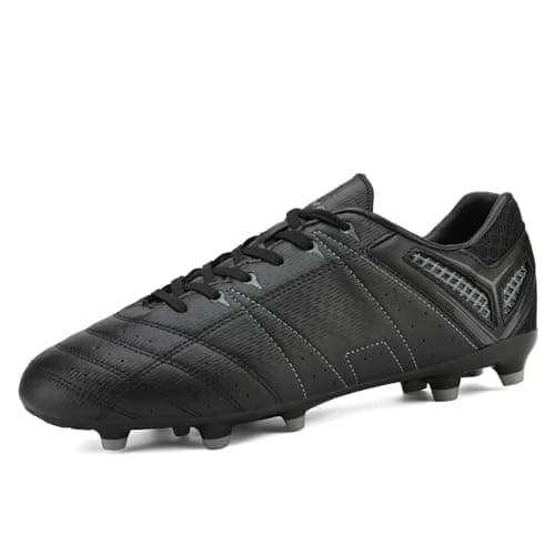 DREAM PAIRS Men's Soccer Cleats Flexible Lace Up Light Weight Outdoor Football Sport Athletic Shoes,Size 7,Black/Grey,160471-M