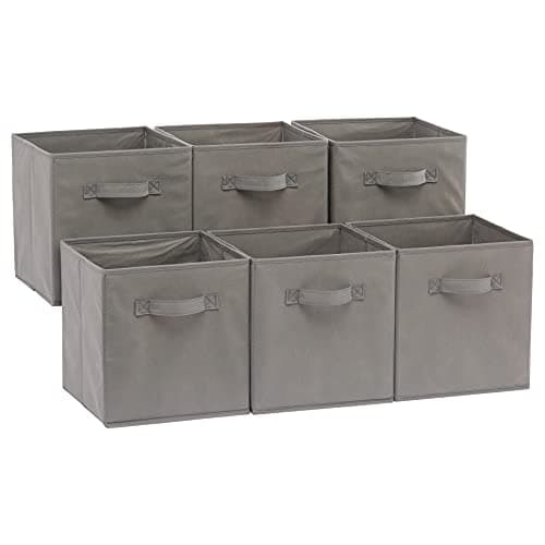 Amazon Basics Bacs de rangement pliables, organiseur de cubes, paquet de 6, gris