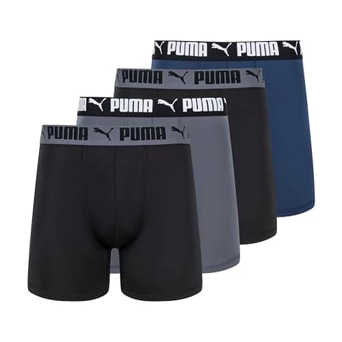 Puma Lot de 4 boxers Active Stretch pour homme, bleu/noir/gris, XL