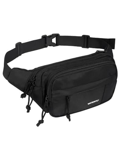 WATERFLY Fanny Pack Waist Packs: Crossbody Belt Bag Fanny Packs for Women Men with 5 Zipper Pockets Adjustable Strap Waist Bag Hip Pack for...