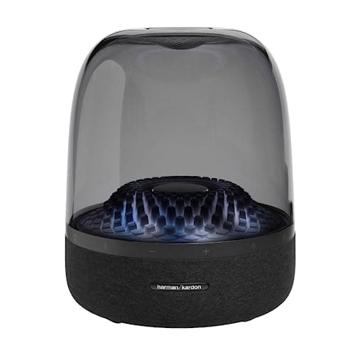 Harman Kardon Aura Studio 4 - Enceinte domestique Bluetooth avec dôme transparent et éclairage effet diamant - Noir