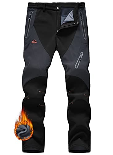 JHMORP Pantalon de ski de randonnée d'hiver pour homme imperméable Softshell doublé polaire isolé 4 poches (noir, CA 32)