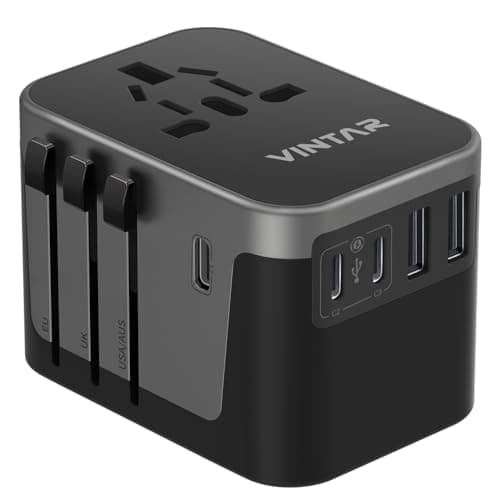 Adaptateur de voyage universel, adaptateur de prise international VINTAR avec 6A 3 ports USB C et 2 ports USB, adaptateur secteur Travel Essentials, tout-en-un dans le monde entier...