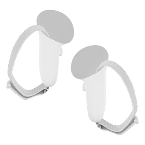Fukaisu 2pcs VR Anti-Slip Controller Grips, White Plastic Nylon Adjustable Knuckle Straps Non-Slip Handle Cover & Protective Accessories for Meta...