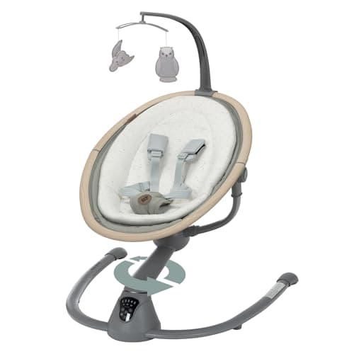Maxi-Cosi Cassia Baby Swing, infant swing, automatic motion sensor, music, toys, recline, portable, 360 degree rotation, lightweight & foldable,...
