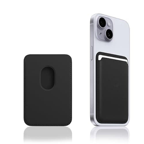 Portefeuille pour cartes magnétiques en cuir végétalien de qualité supérieure pour support MagSafe à 3 cartes compatible avec iPhone 16 Plus Pro Max 15 14 13 12 Series (Noir)