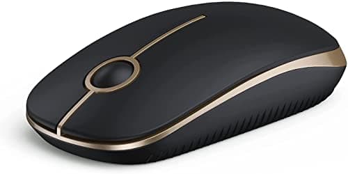 Souris sans fil Vssoplor 2,4 G fine pour ordinateur portable avec nano-récepteur pour ordinateur portable, PC, ordinateur portable, ordinateur doré et noir