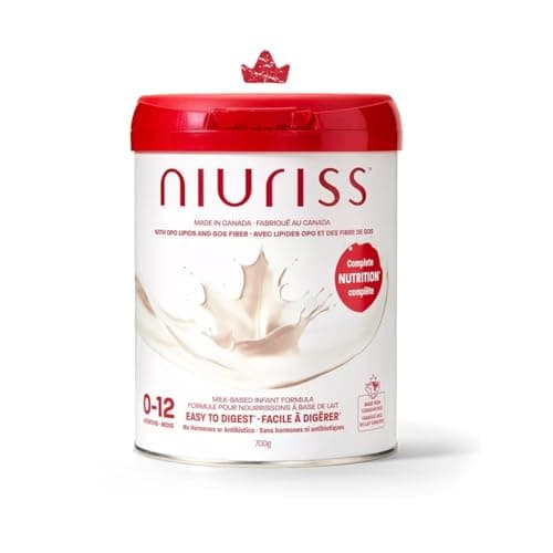 Préparation pour nourrissons NIURISS - Fabriquée au Canada - Nutrition complète* avec lipides OPO, fibres GOS et lait canadien (sans hormones et sans antibiotiques) - 0-12...