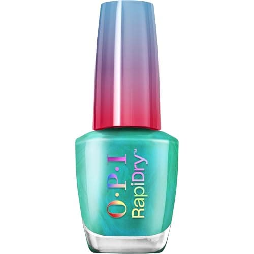 OPI RapiDry Vitesse de Bright | Vernis à ongles à séchage rapide semi-transparent doux bleu chatoyant | Végétalien, résistant aux taches, séchage rapide