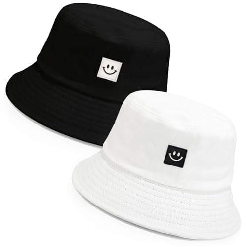 Moonlight Miles 2 Pack Bucket Hats for Men/Women,Sun Hat Fishing Hats Mens,Unisex Beach Hat for Outdoor Summer Beach Travel White and Black