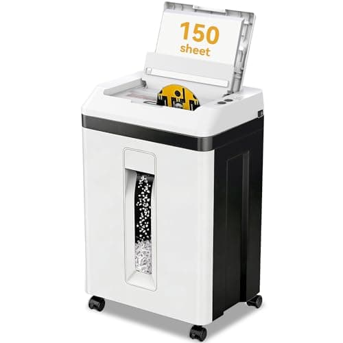 QUIETLEMON 150-Sheet Paper Shredder Heavy Duty, Micro Cut and CDs/Cards, P5 Ultra Security, 60 Min Non Stop Shredder for Home Office, 5.3 Gallon...