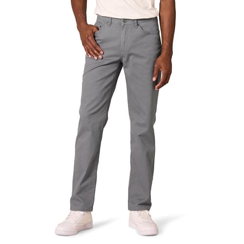 Amazon Essentials Pantalon en sergé extensible 5 poches coupe droite pour homme, gris foncé, 36 W x 30 L
