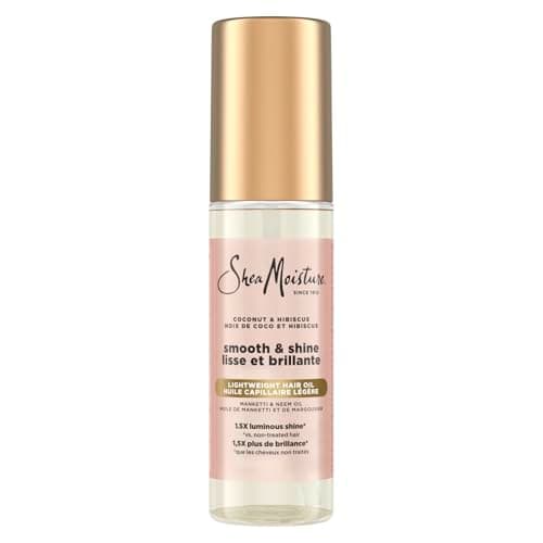 SheaMoisture Huile capillaire lisse et brillante à la noix de coco et à l'hibiscus pour une brillance légère et lumineuse, 97 ml